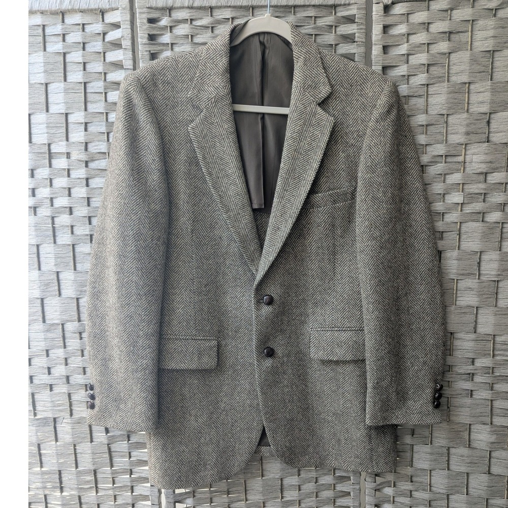 Vtg Sears Roebuck and Co Blazer Brown Herringbone 38R Old Money Dark Academia